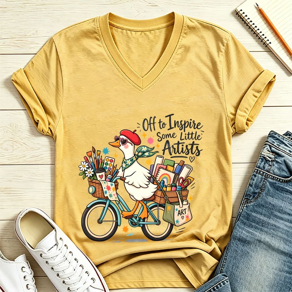 Off To Inspire Some Little Artists Goose V Neck T-shirt