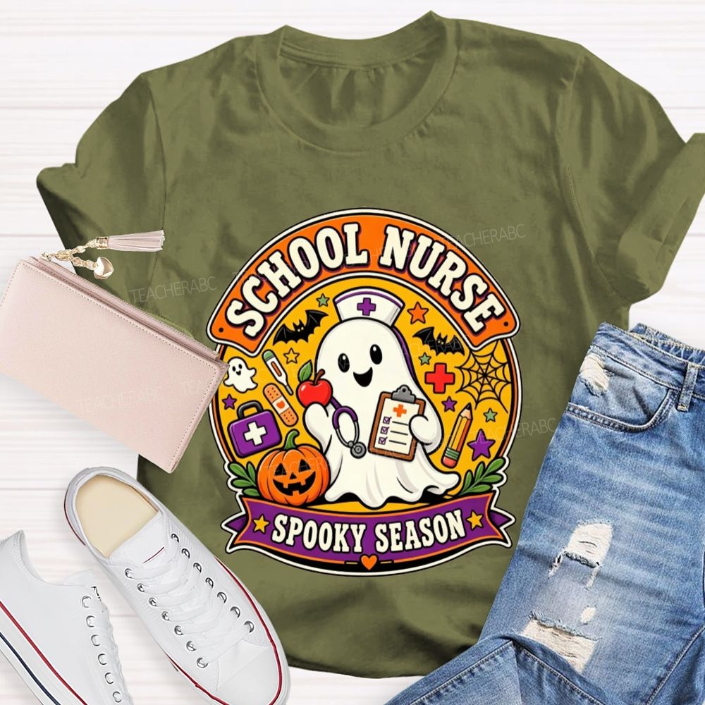 School Nurse Spooky Season Ghost Halloween T-shirt