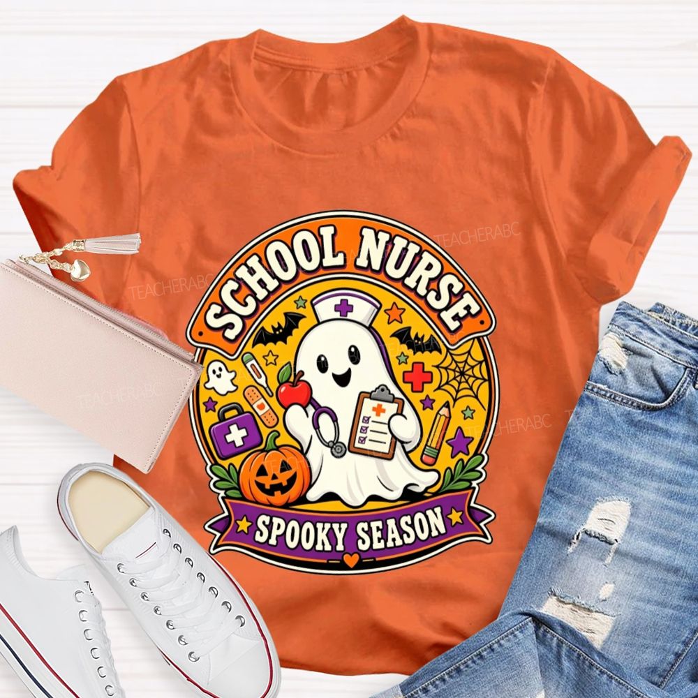 School Nurse Spooky Season Ghost Halloween T-shirt