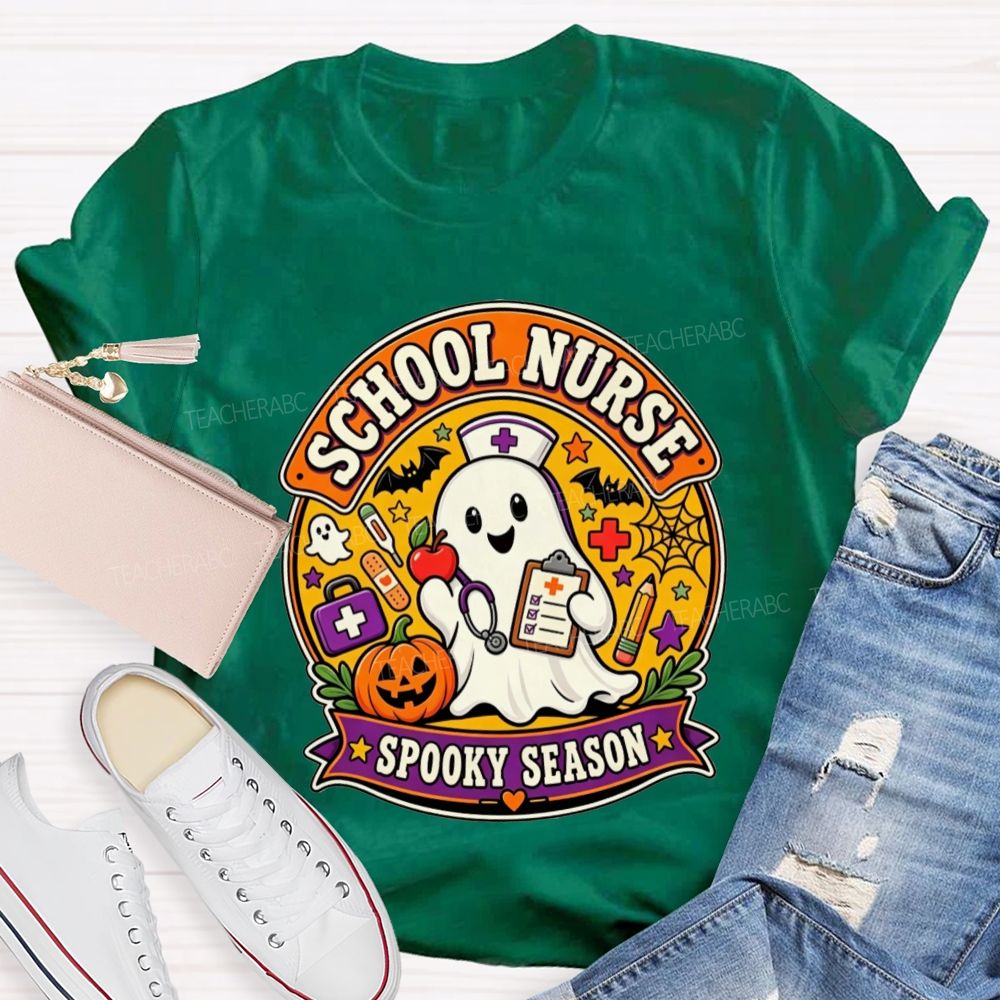 School Nurse Spooky Season Ghost Halloween T-shirt