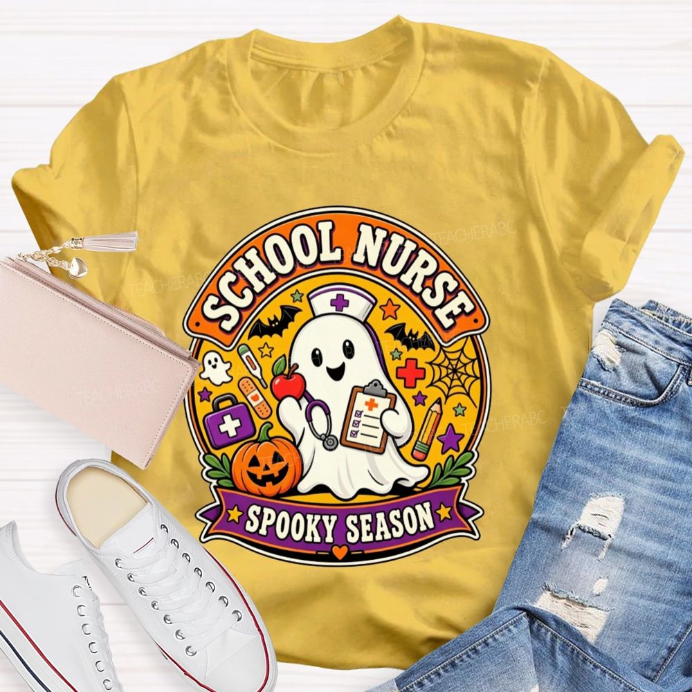 School Nurse Spooky Season Ghost Halloween T-shirt