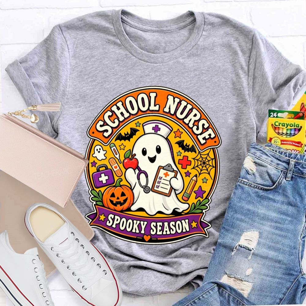 School Nurse Spooky Season Ghost Halloween T-shirt