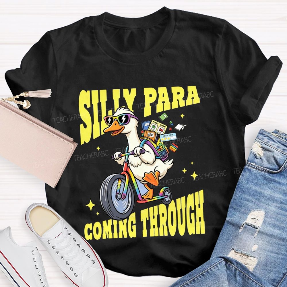 Silly Para Coming Through Duck Scooter Paraprofessional Teacher T-shirt