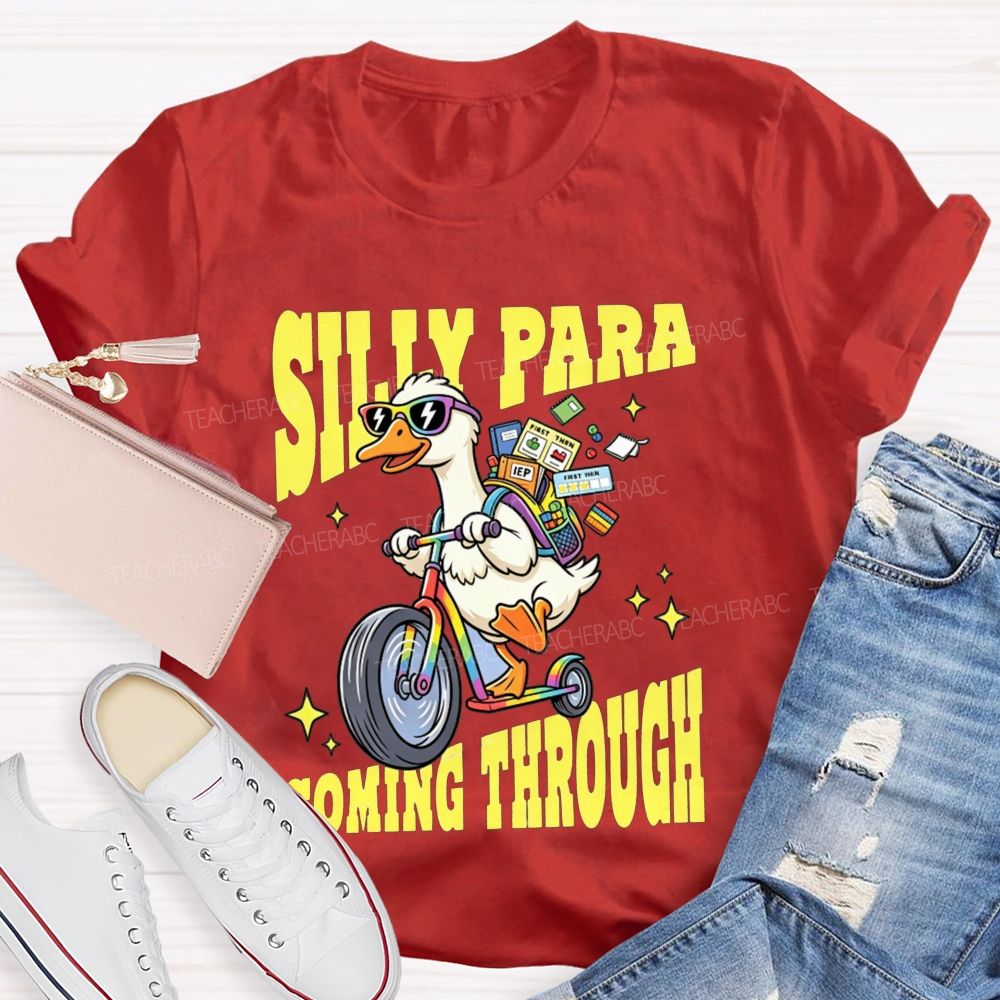Silly Para Coming Through Duck Scooter Paraprofessional Teacher T-shirt