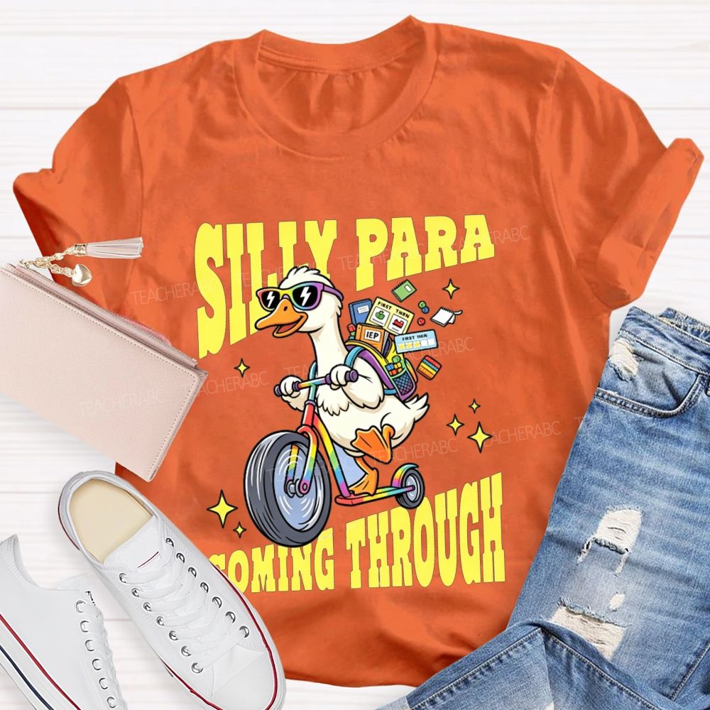 Silly Para Coming Through Duck Scooter Paraprofessional Teacher T-shirt