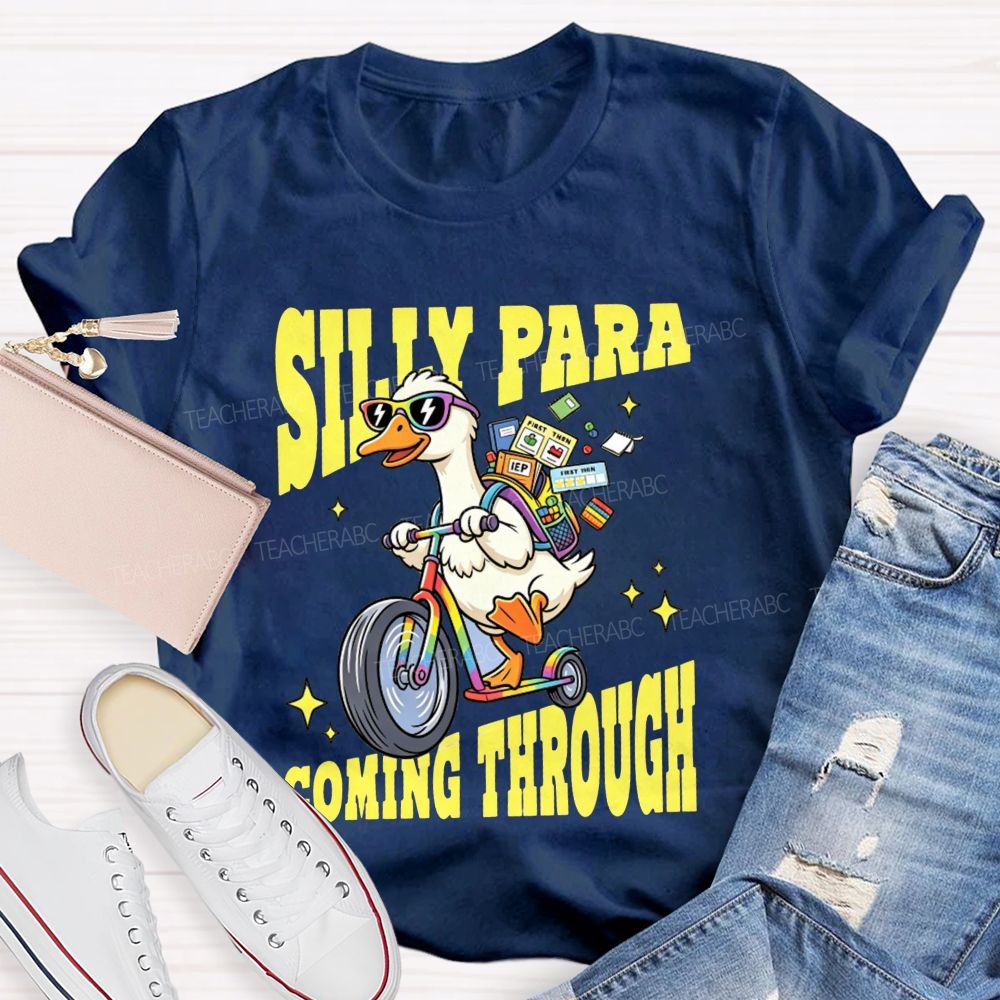 Silly Para Coming Through Duck Scooter Paraprofessional Teacher T-shirt