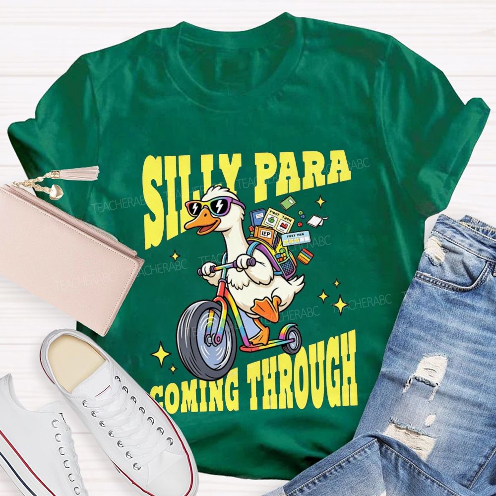 Silly Para Coming Through Duck Scooter Paraprofessional Teacher T-shirt
