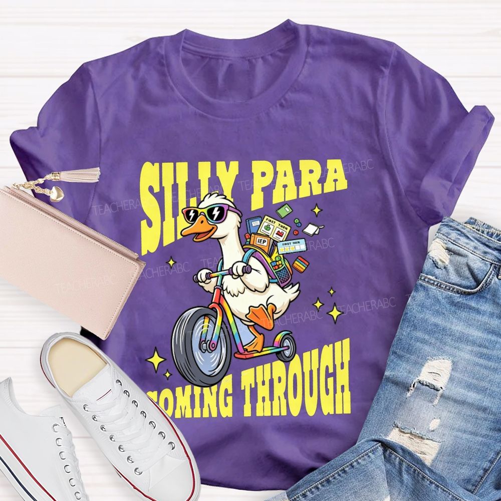 Silly Para Coming Through Duck Scooter Paraprofessional Teacher T-shirt