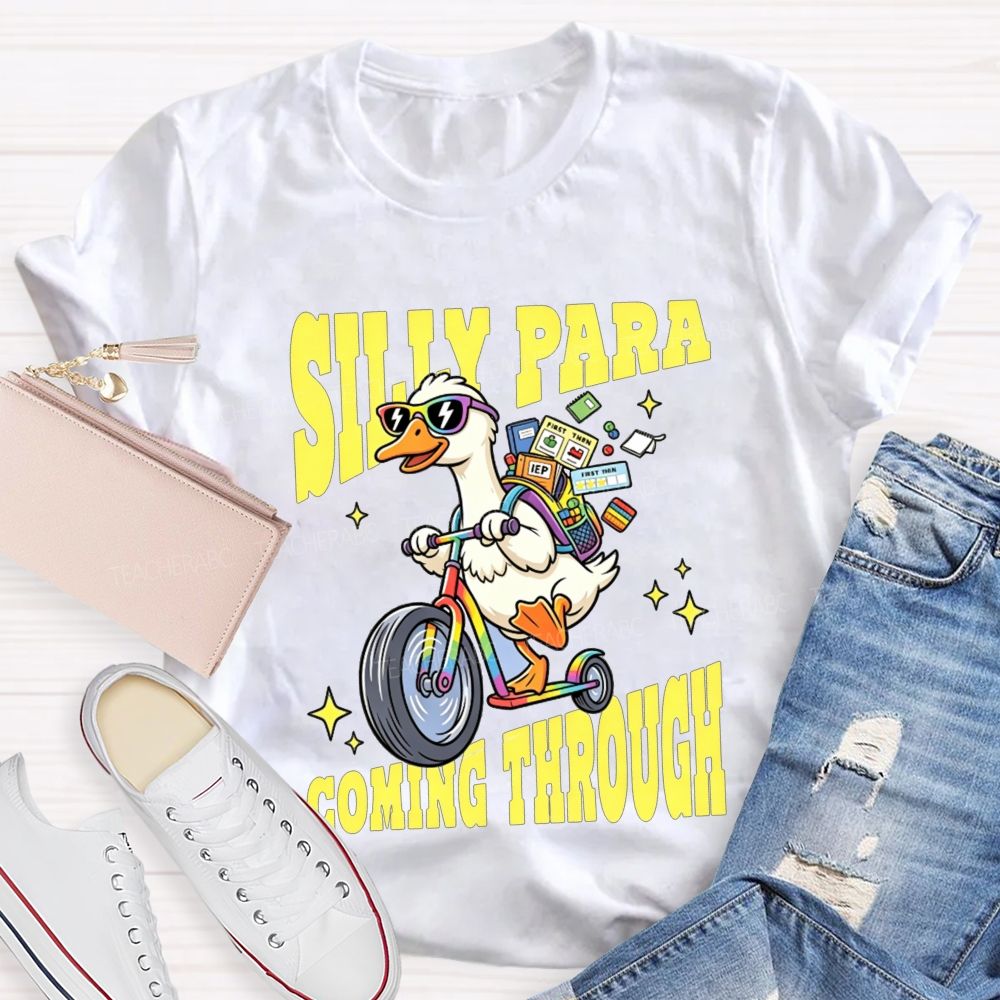 Silly Para Coming Through Duck Scooter Paraprofessional Teacher T-shirt