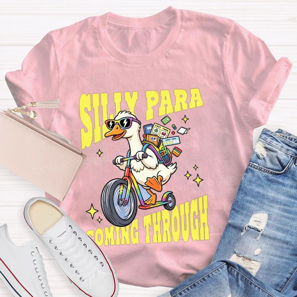 Silly Para Coming Through Duck Scooter Paraprofessional Teacher T-shirt