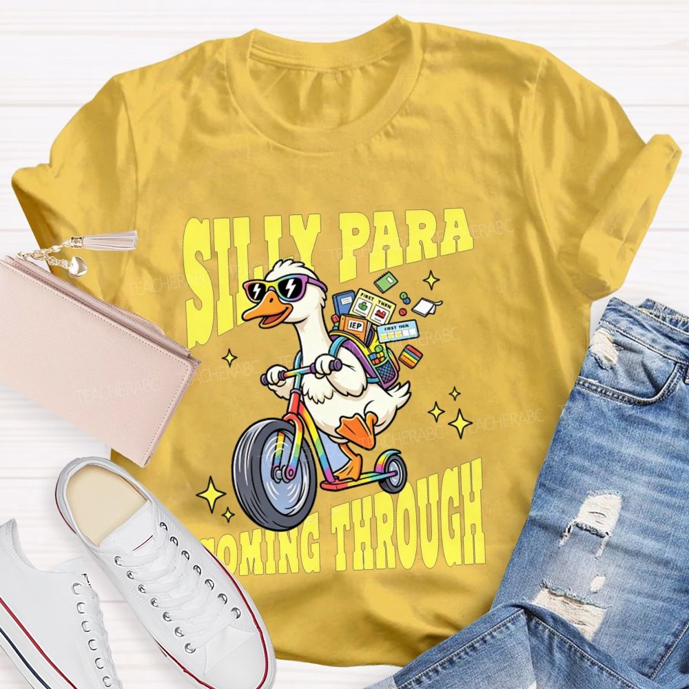 Silly Para Coming Through Duck Scooter Paraprofessional Teacher T-shirt