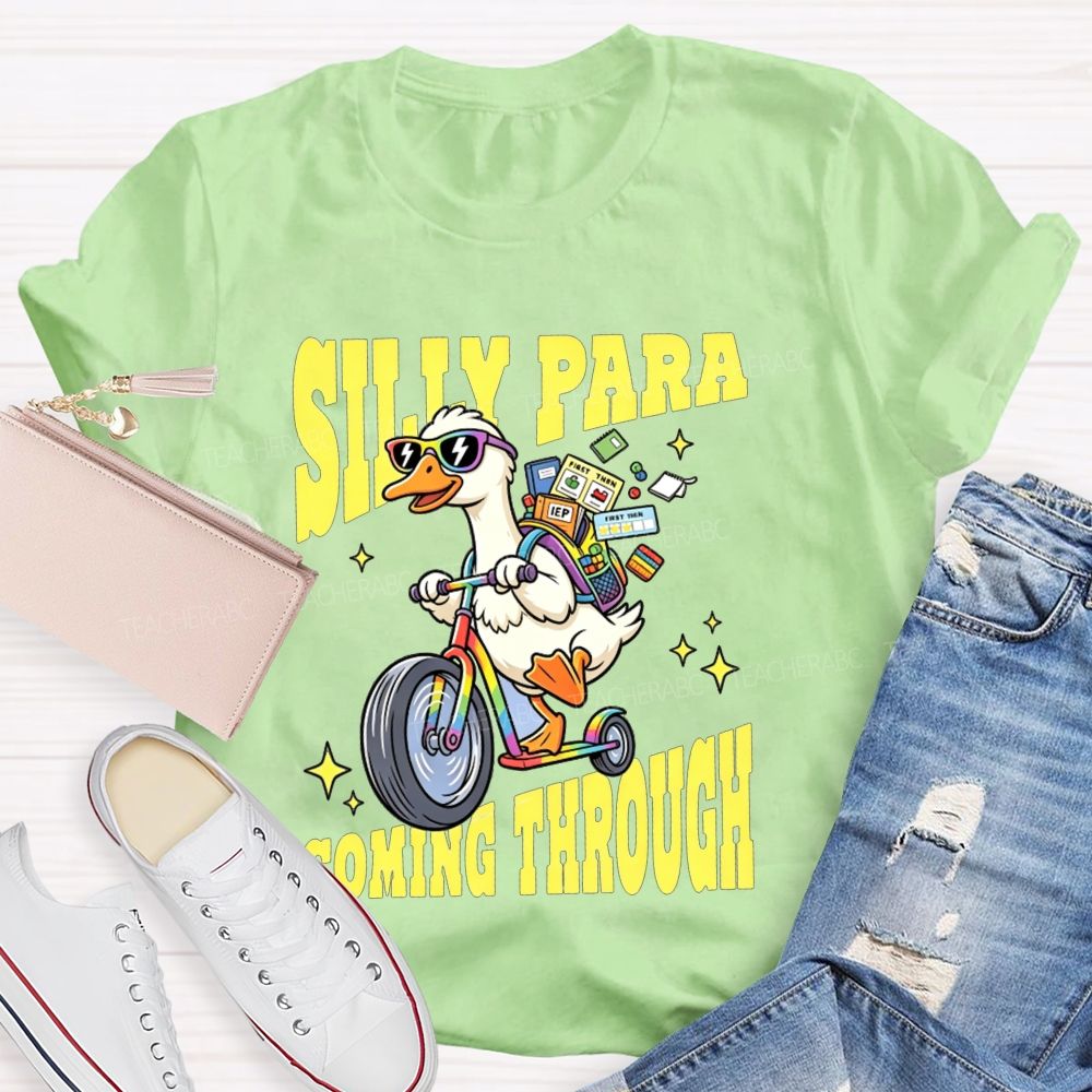 Silly Para Coming Through Duck Scooter Paraprofessional Teacher T-shirt