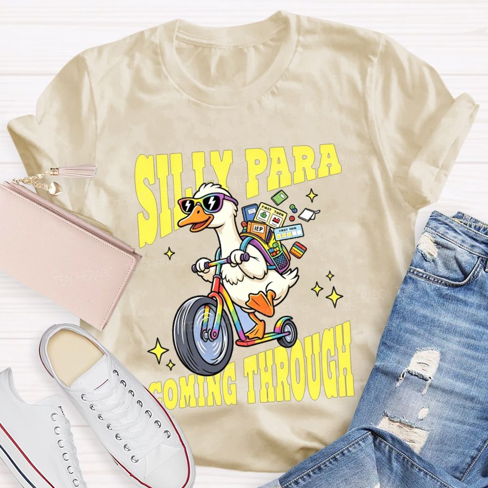 Silly Para Coming Through Duck Scooter Paraprofessional Teacher T-shirt