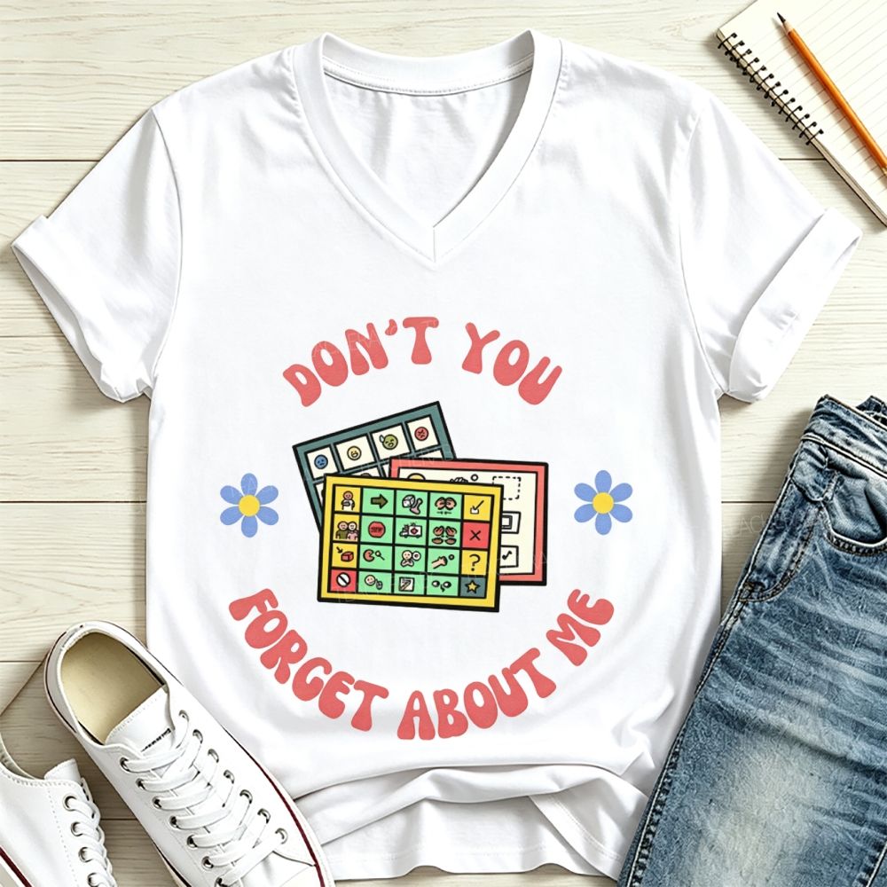 Don't You Forget About Me Communication Board SLP V Neck T-shirt 2609000379