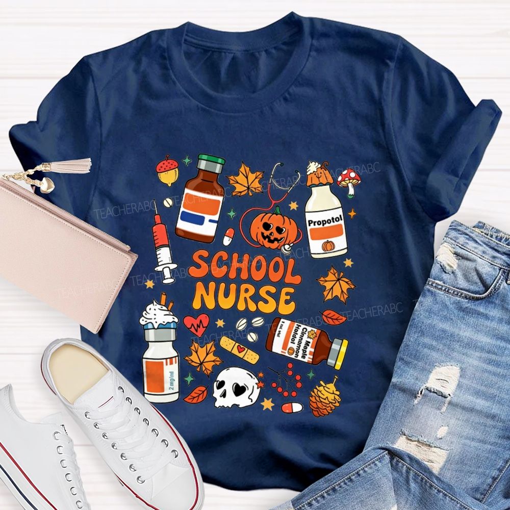 Halloween School Nurse Fall Vibes T-shirt