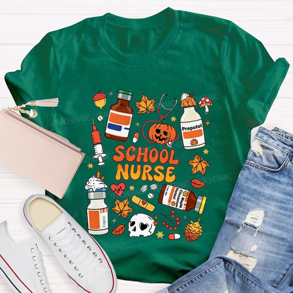 Halloween School Nurse Fall Vibes T-shirt