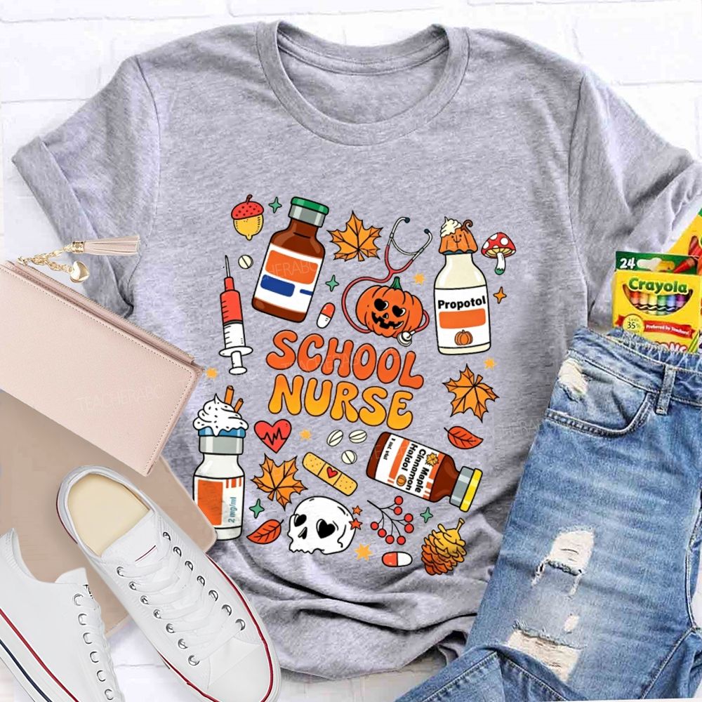 Halloween School Nurse Fall Vibes T-shirt