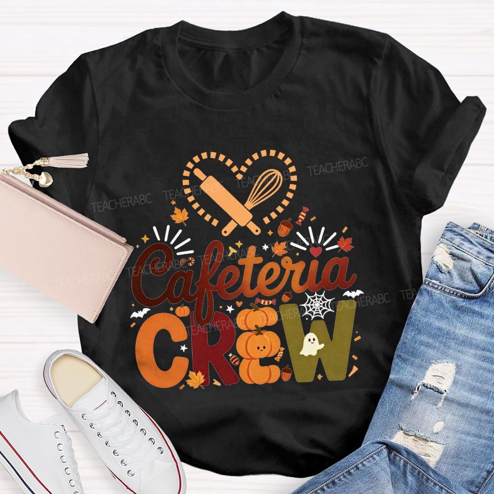 Cafeteria Crew Fall Pumpkin Ghost Heart Rolling Pin Halloween T-shirt