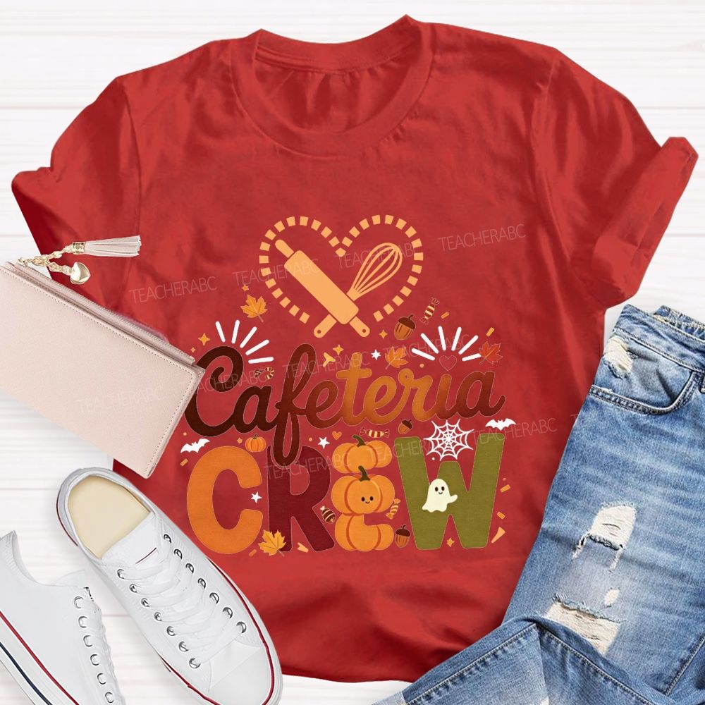 Cafeteria Crew Fall Pumpkin Ghost Heart Rolling Pin Halloween T-shirt