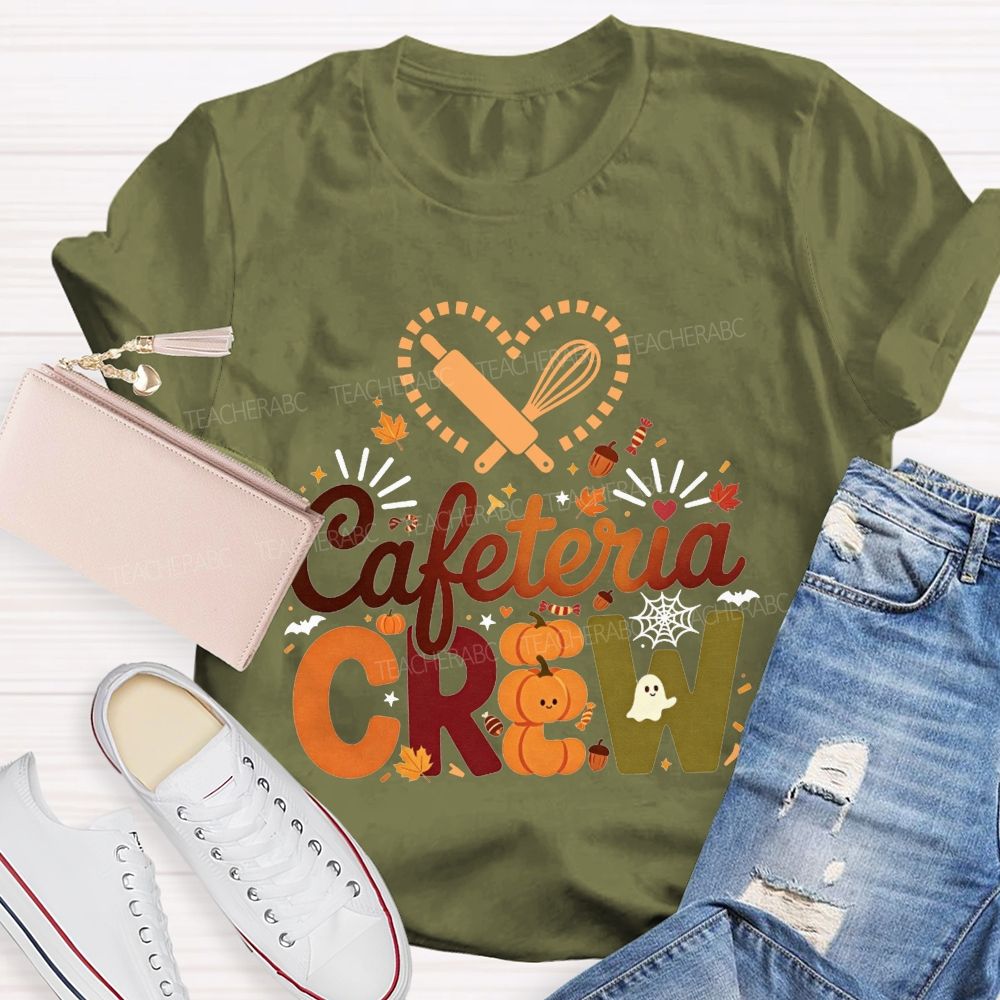 Cafeteria Crew Fall Pumpkin Ghost Heart Rolling Pin Halloween T-shirt