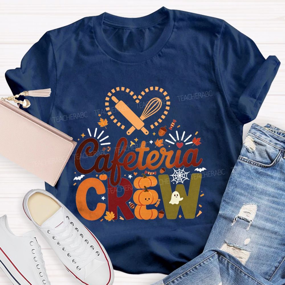 Cafeteria Crew Fall Pumpkin Ghost Heart Rolling Pin Halloween T-shirt