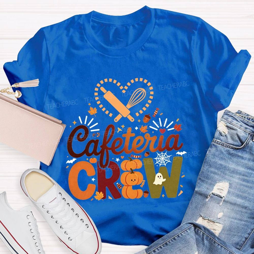 Cafeteria Crew Fall Pumpkin Ghost Heart Rolling Pin Halloween T-shirt