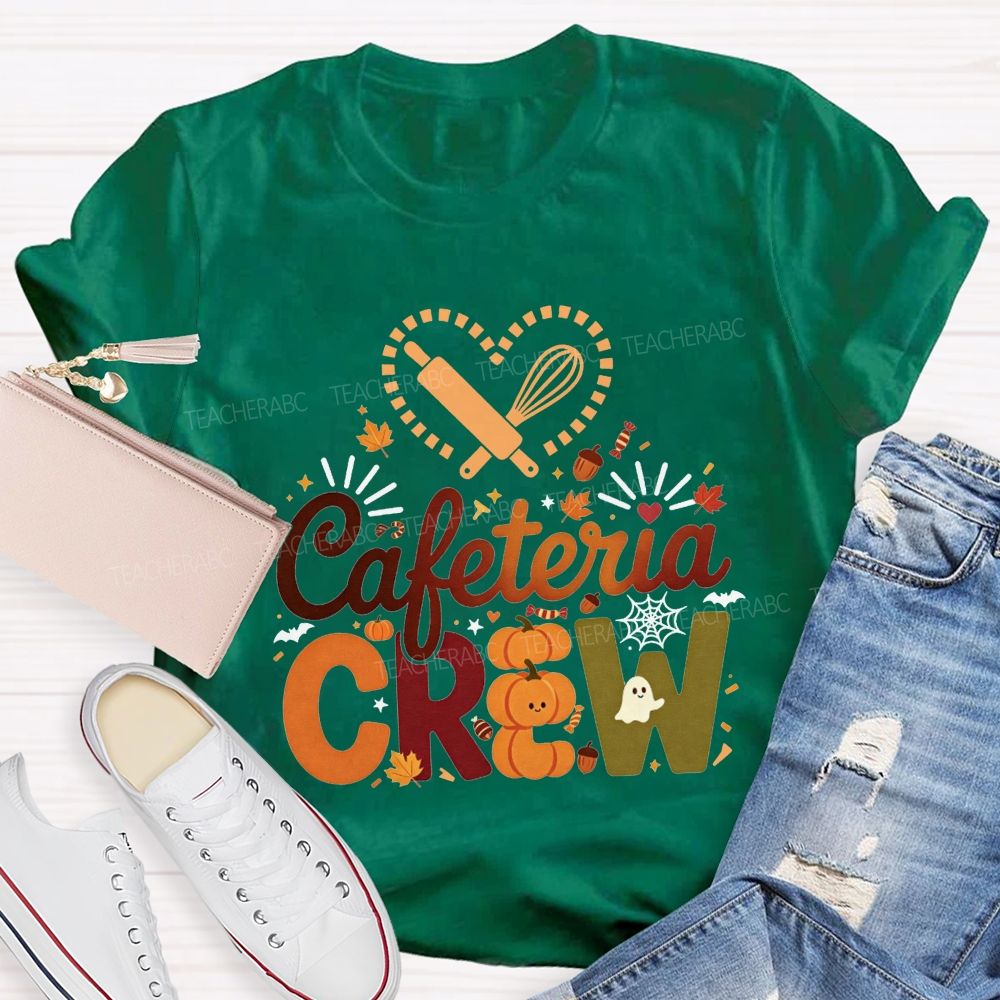 Cafeteria Crew Fall Pumpkin Ghost Heart Rolling Pin Halloween T-shirt