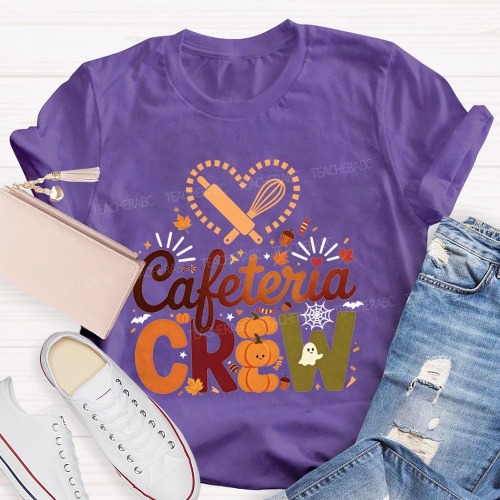 Cafeteria Crew Fall Pumpkin Ghost Heart Rolling Pin Halloween T-shirt