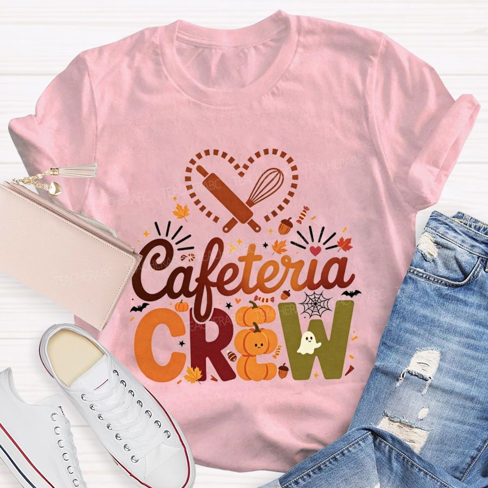Cafeteria Crew Fall Pumpkin Ghost Heart Rolling Pin Halloween T-shirt