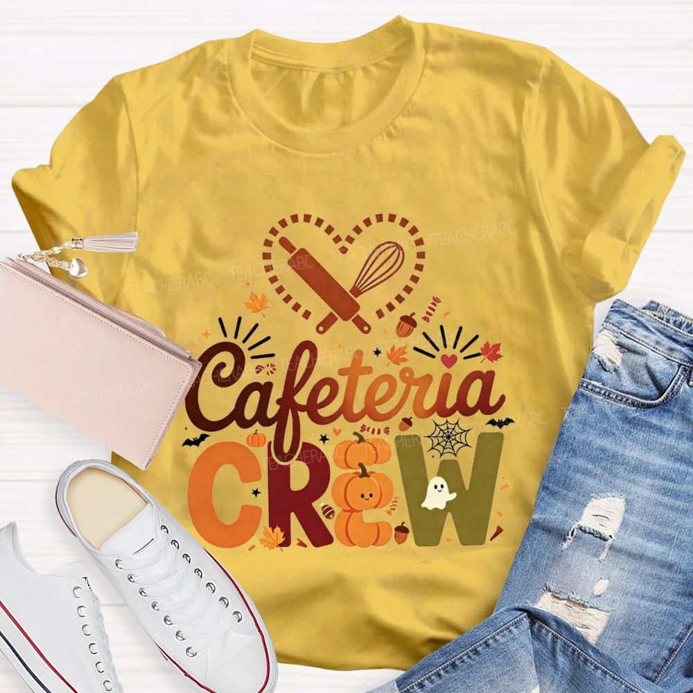 Cafeteria Crew Fall Pumpkin Ghost Heart Rolling Pin Halloween T-shirt