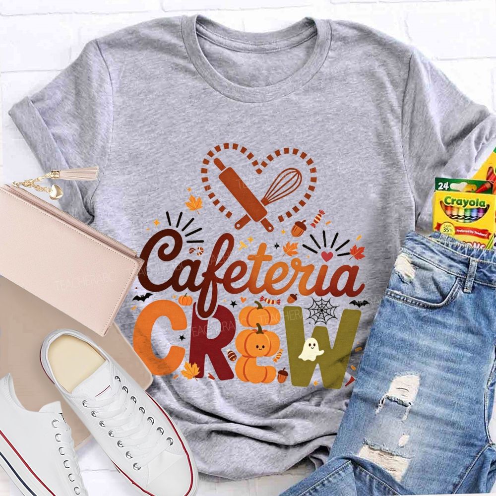Cafeteria Crew Fall Pumpkin Ghost Heart Rolling Pin Halloween T-shirt