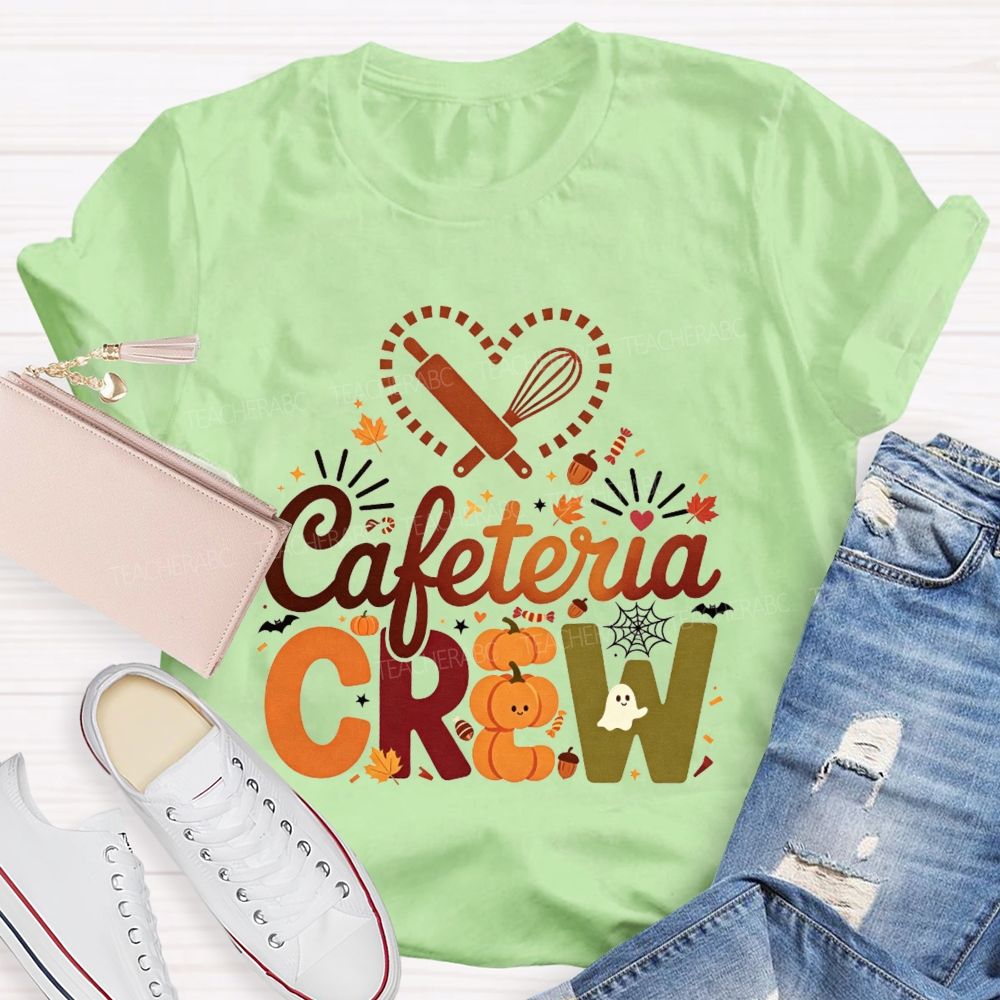 Cafeteria Crew Fall Pumpkin Ghost Heart Rolling Pin Halloween T-shirt