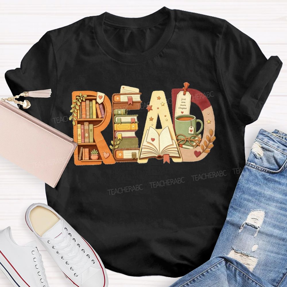 Read Book Letter Bookshelf Coffee Mug Book Lover Teacher Fall T-shirt