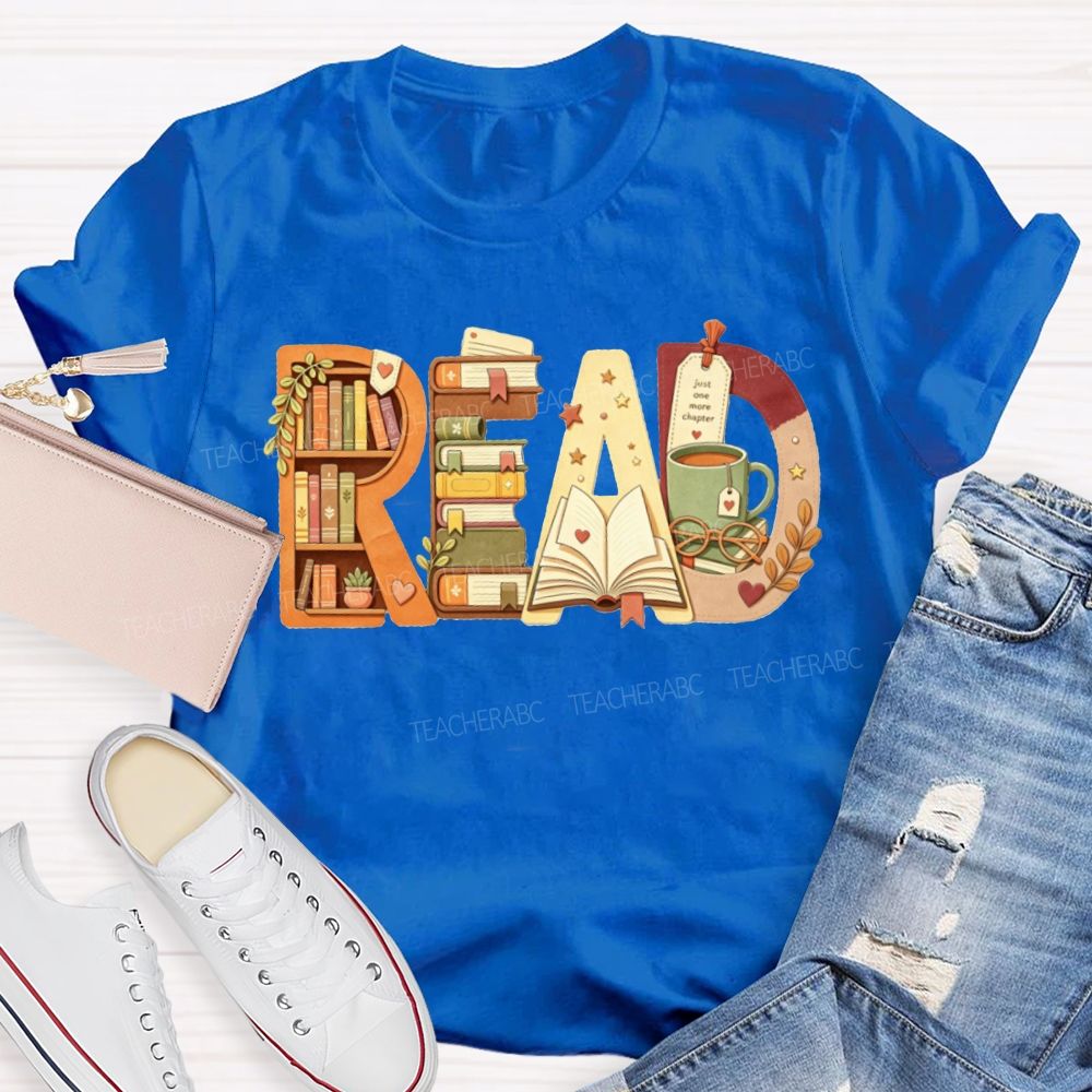 Read Book Letter Bookshelf Coffee Mug Book Lover Teacher Fall T-shirt