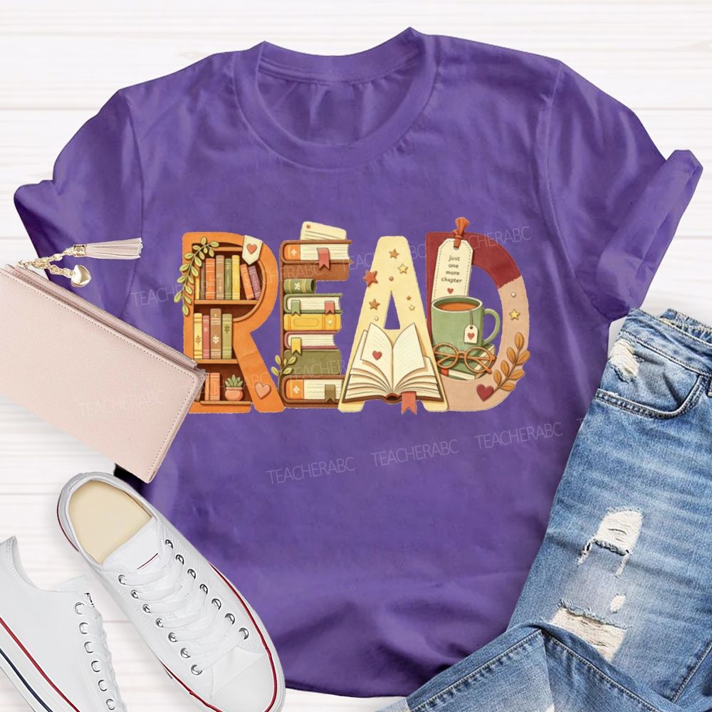 Read Book Letter Bookshelf Coffee Mug Book Lover Teacher Fall T-shirt