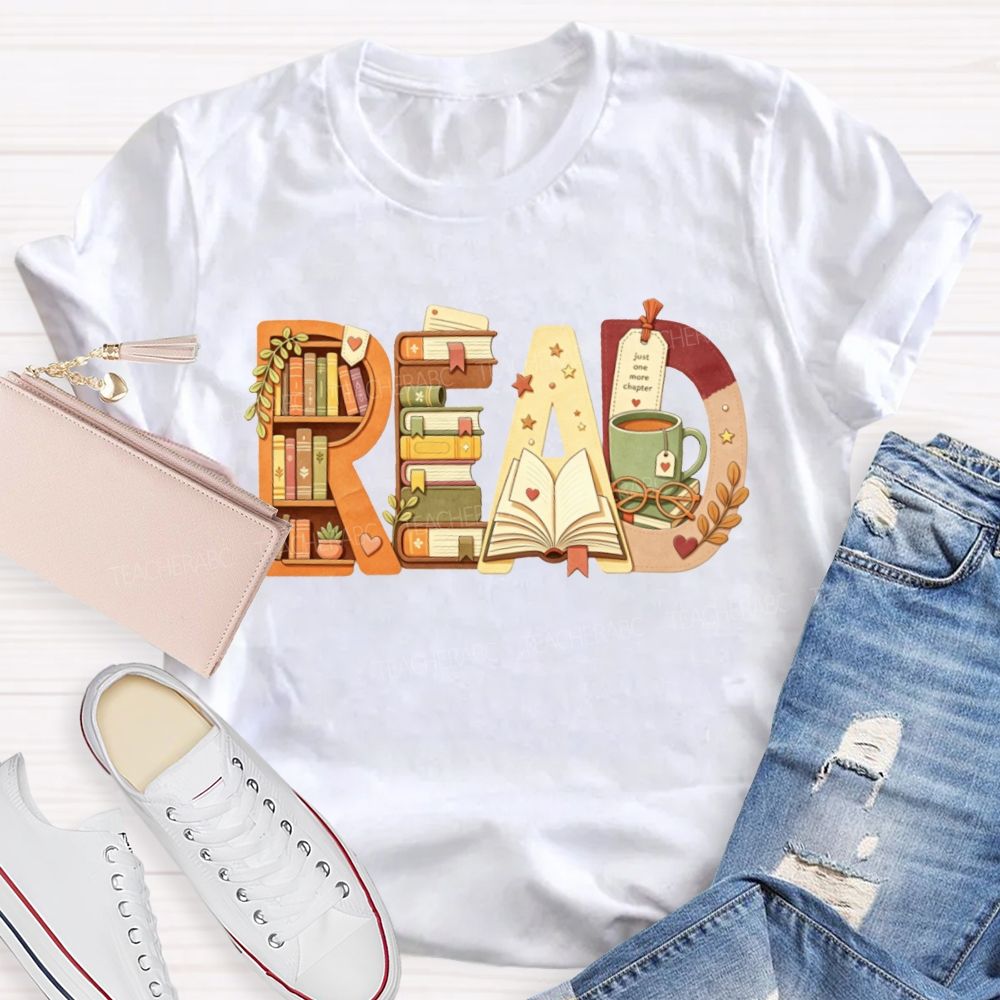 Read Book Letter Bookshelf Coffee Mug Book Lover Teacher Fall T-shirt