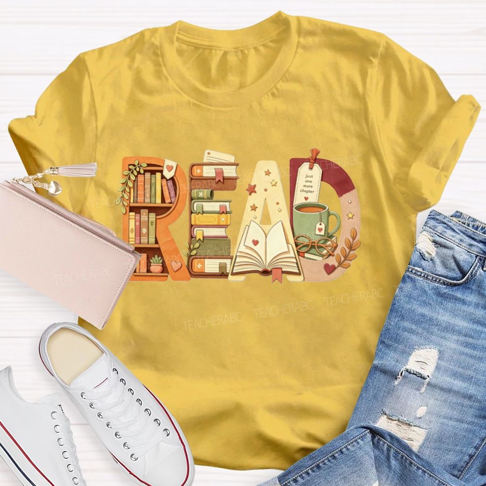 Read Book Letter Bookshelf Coffee Mug Book Lover Teacher Fall T-shirt