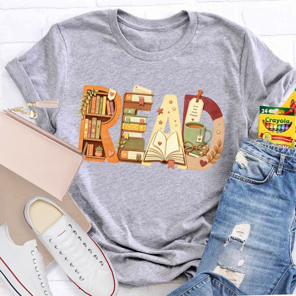 Read Book Letter Bookshelf Coffee Mug Book Lover Teacher Fall T-shirt