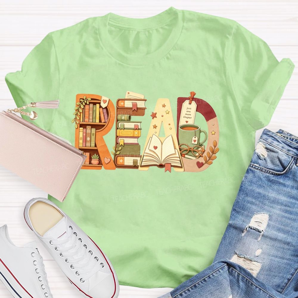Read Book Letter Bookshelf Coffee Mug Book Lover Teacher Fall T-shirt