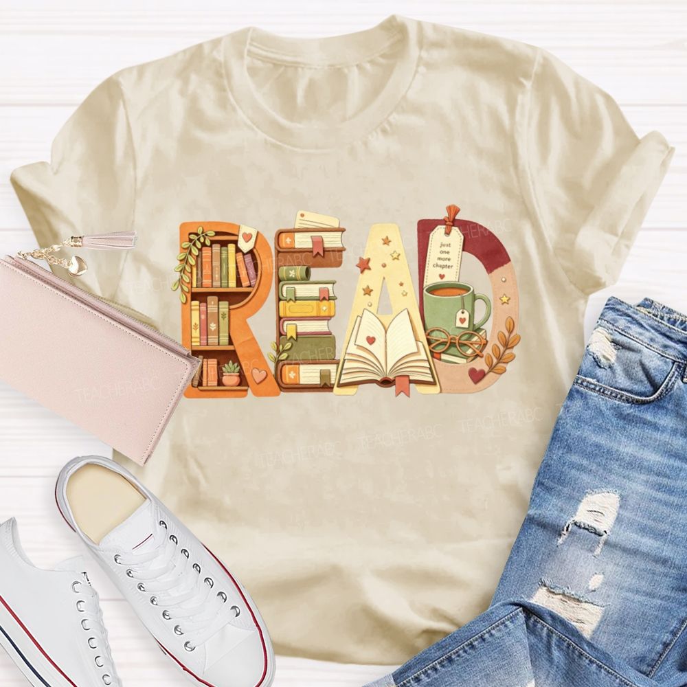 Read Book Letter Bookshelf Coffee Mug Book Lover Teacher Fall T-shirt