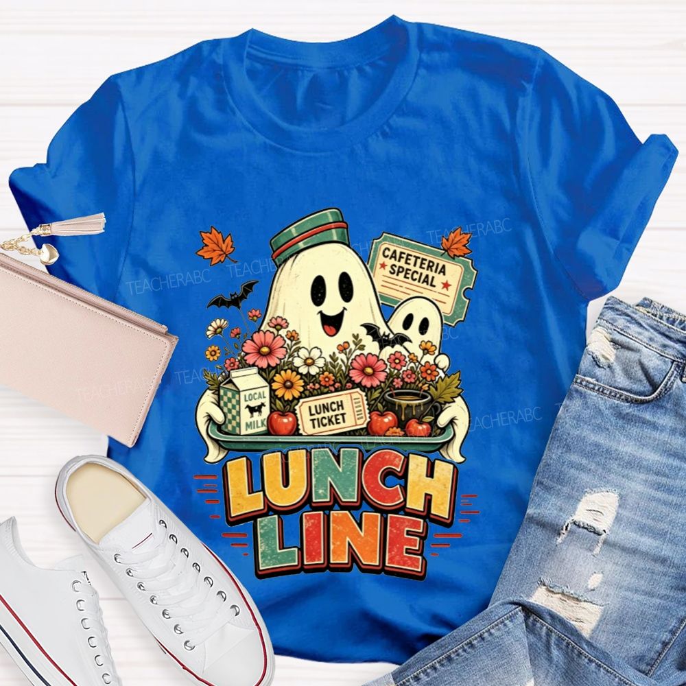 Lunch Line Ghost Cafeteria Worker Halloween T-shirt