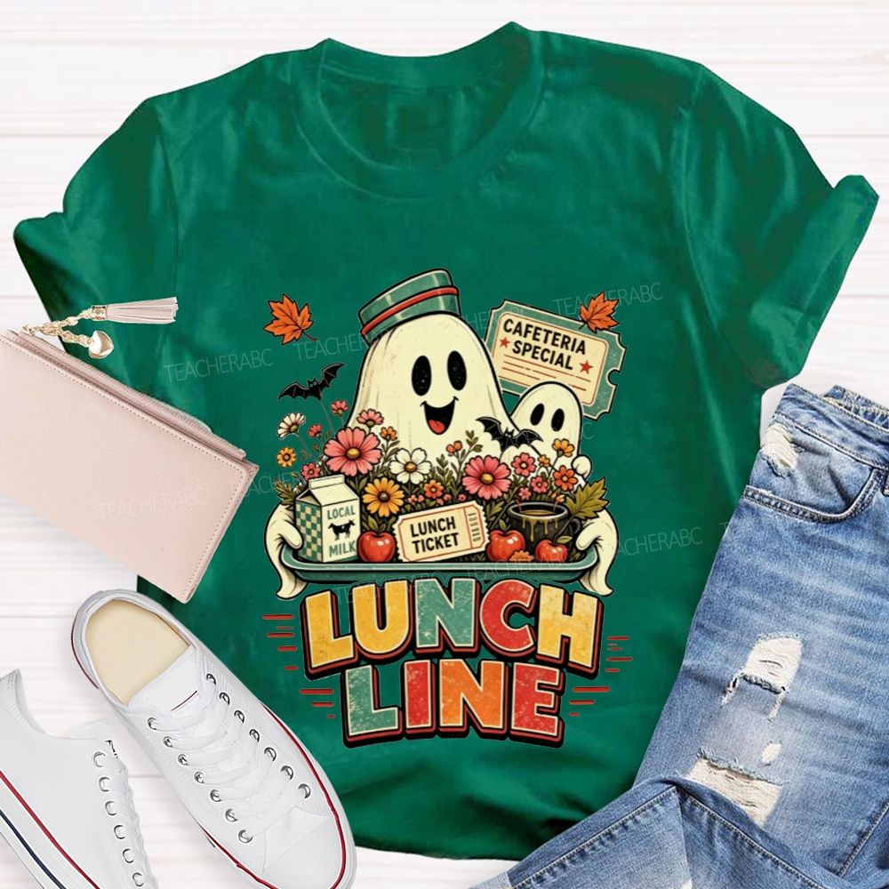 Lunch Line Ghost Cafeteria Worker Halloween T-shirt
