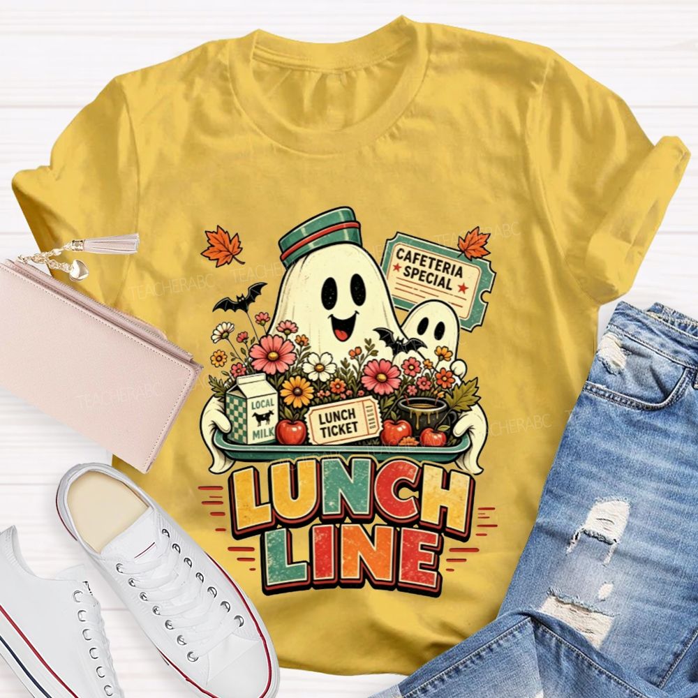 Lunch Line Ghost Cafeteria Worker Halloween T-shirt