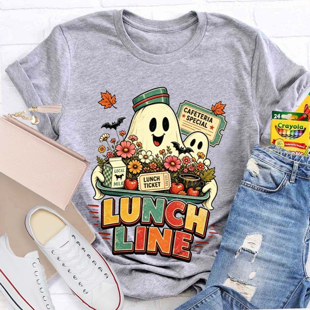Lunch Line Ghost Cafeteria Worker Halloween T-shirt