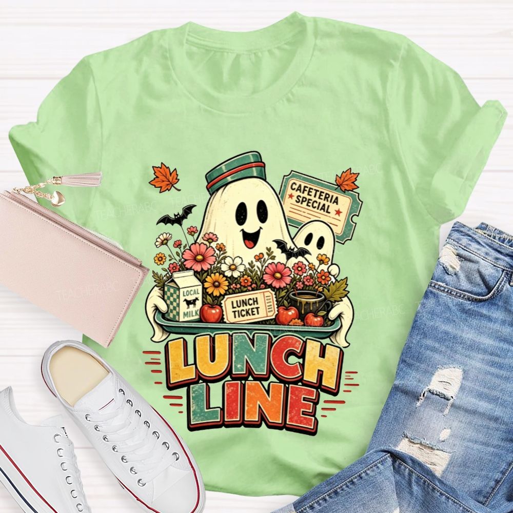 Lunch Line Ghost Cafeteria Worker Halloween T-shirt