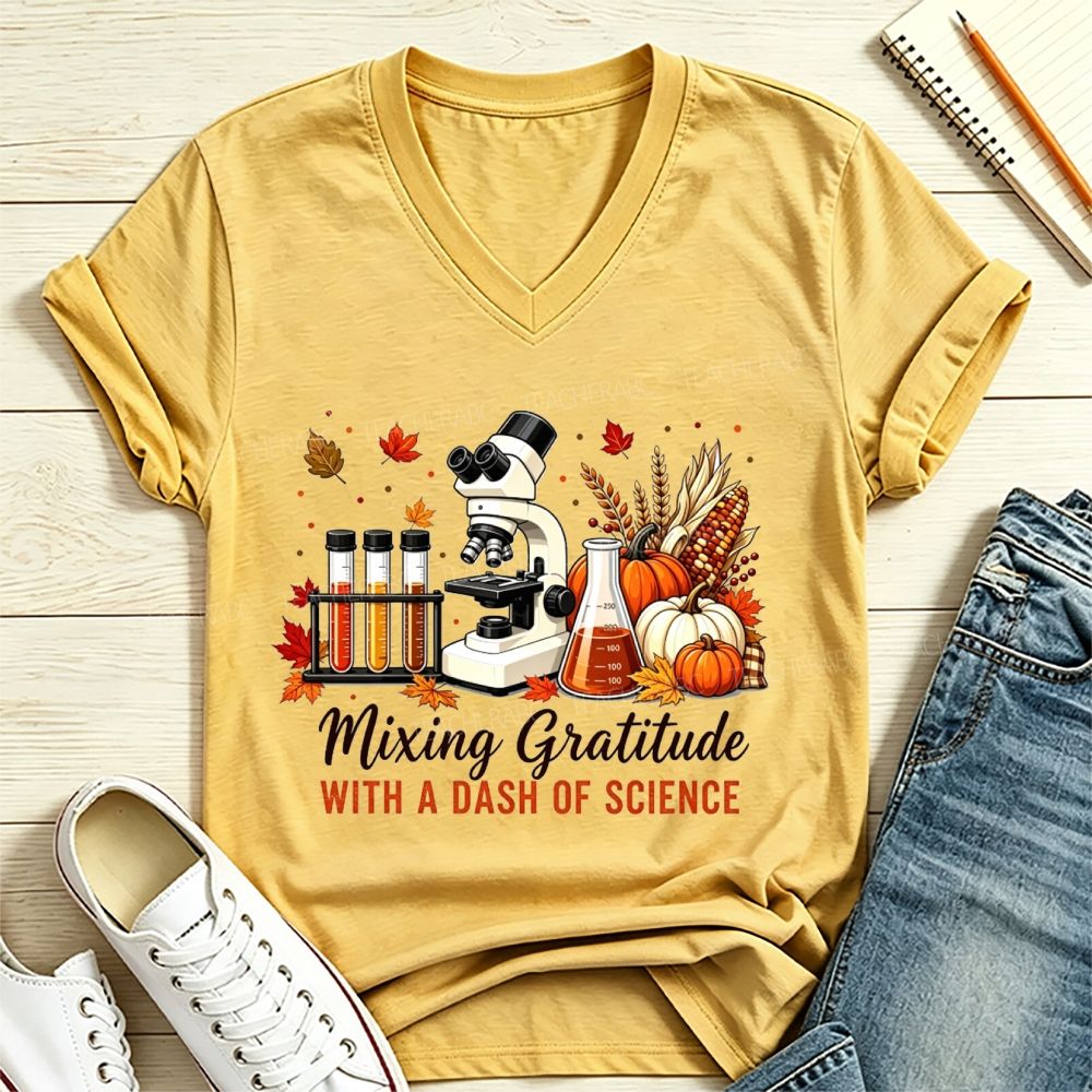 Mixing Gratitude With A Dash Of Science V Neck T-shirt