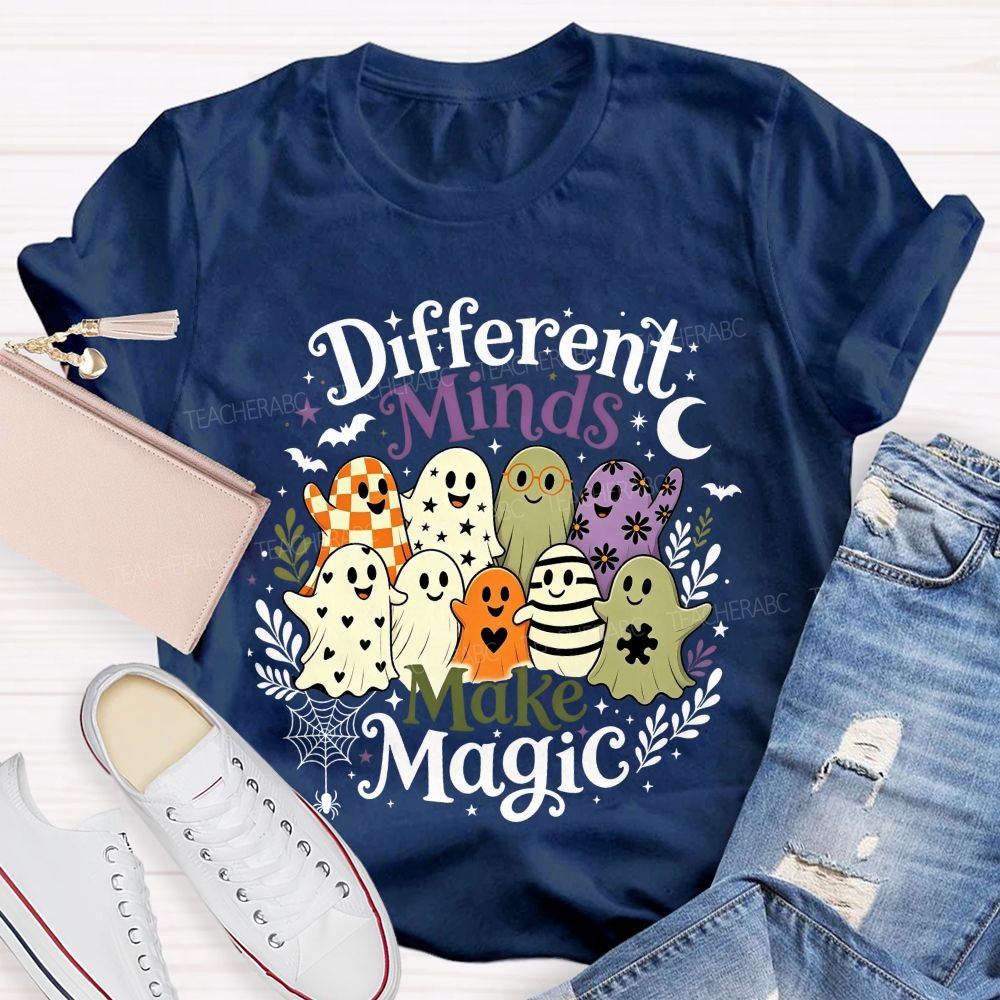Different Minds Make Magic Ghost Halloween Special Education Teacher T-shirt