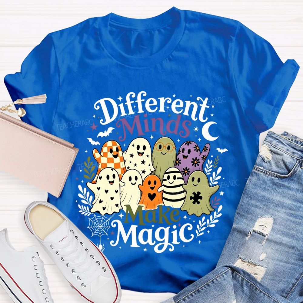 Different Minds Make Magic Ghost Halloween Special Education Teacher T-shirt