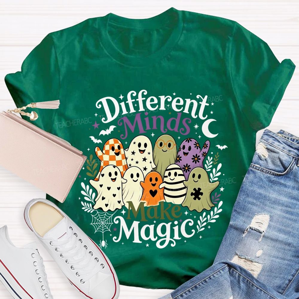 Different Minds Make Magic Ghost Halloween Special Education Teacher T-shirt