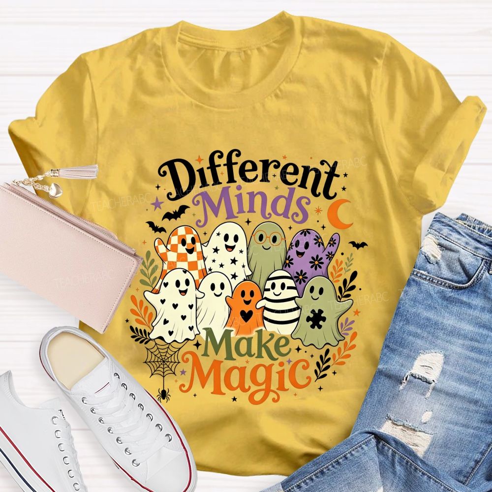 Different Minds Make Magic Ghost Halloween Special Education Teacher T-shirt